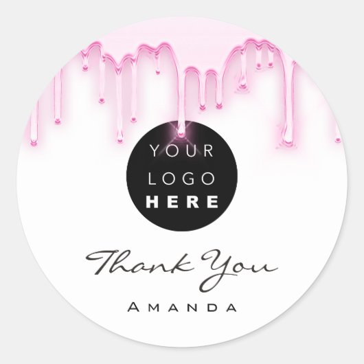 Dank u naam make-up artiest wit roze Logo Ronde Sticker (Voorkant)