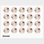 Dank U Naam  Rose Goud  Bloemen Marsala Ronde Sticker (Vel)