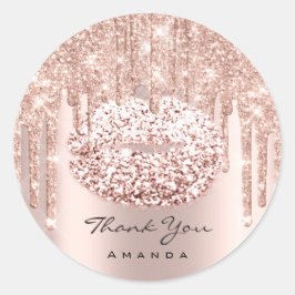 Dank U Naam Sweet 16th Bruidsuitnodiging Roos Ronde Sticker