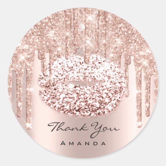 Dank U Naam Sweet 16th Bruidsuitnodiging Roos Ronde Sticker (Voorkant)