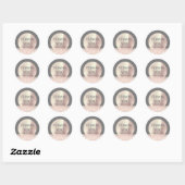 Dank u Naam Witte Rose Blush Grijs Glitter Ronde Sticker (Vel)