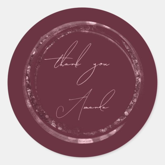 Dank U Naam Zegel Roos Burgundy Glitter  (Voorkant)