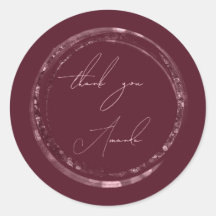 Dank U Naam Zegel Roos Burgundy Glitters 