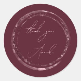 Dank U Naam Zegel Roze Burgundy Glitters 