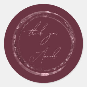 Dank U Naam Zegel Roze Burgundy Glitters 