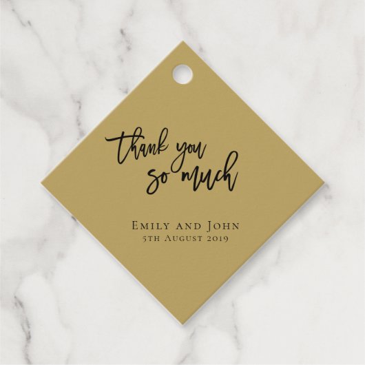 Dank u / namen / bericht bruiloft diamant goud bedankjes labels (Voorkant)