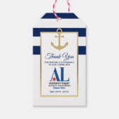 DANK U Nautical Navy Blue Party Favor LOGO Cadeaulabel (Voorkant)