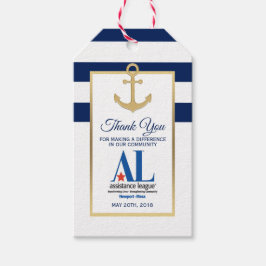 DANK U Nautical Navy Blue Party Favor LOGO Cadeaulabel