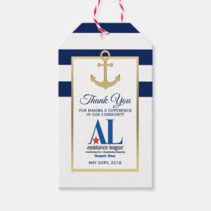 DANK U Nautical Navy Blue Party Favor LOGO Cadeaulabel