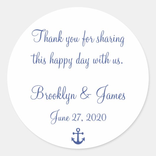 Dank u Nautical Wedding Stickers (Voorkant)