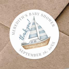 Dank u nautisch Baby shower Ronde Sticker