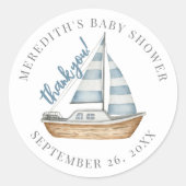 Dank u nautisch Baby shower Ronde Sticker (Voorkant)