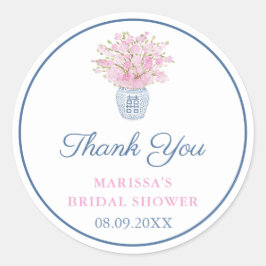 Dank u Navy Blue Pink Ginger Jar Vrijgezellenfeest Ronde Sticker