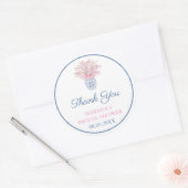 Dank u Navy Blue Pink Ginger Jar Vrijgezellenfeest Ronde Sticker (Envelop)