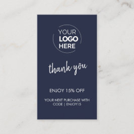 Dank u Navy Stijlvol Modern Logo Business Kortingskaartje