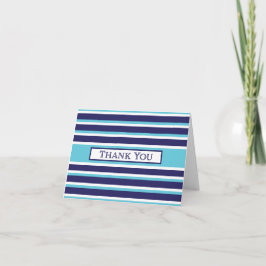 Dank u - Navy, Turquoise, White Stripe Bedankkaart