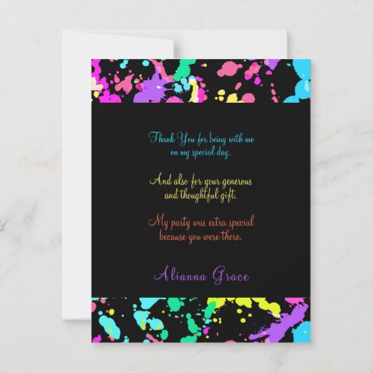 Dank u  Neon Green Roze Red Turquoise Bedankkaart (Achterkant)