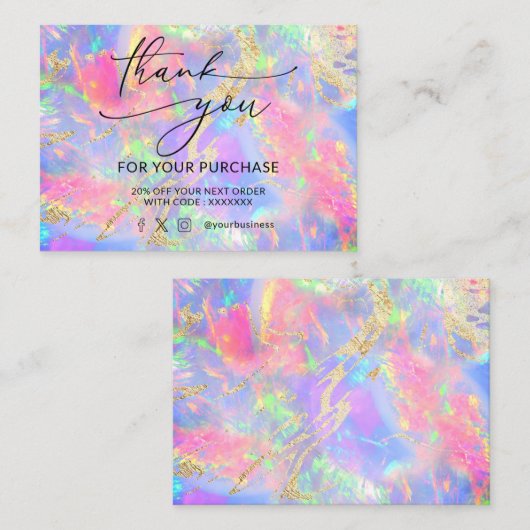 Dank u Neon Opal visitekaartje (Voorkant / Achterkant)