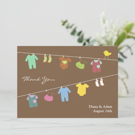 Dank u Neutral Baby shower Flat Kaart (Staand voorkant)