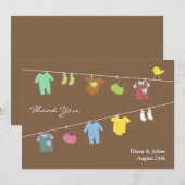 Dank u Neutral Baby shower Flat Kaart (Voorkant / Achterkant)