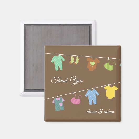 Dank u Neutral Baby shower Magnet (Voorkant / Achterkant)