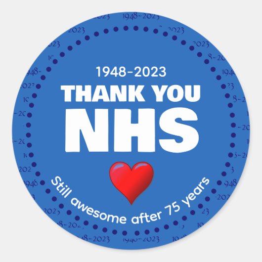 DANK U NHS 75 JAAR RONDE STICKER (Voorkant)