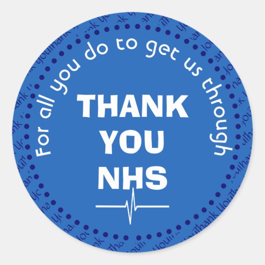DANK U NHS supporter Ronde Sticker (Voorkant)