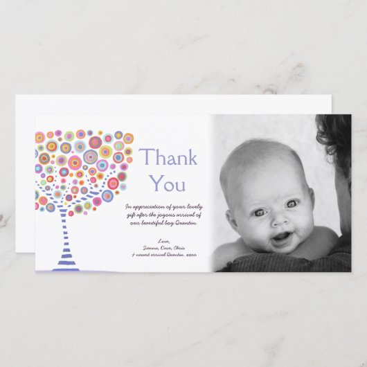 Dank u Nieuwe Baby Aankomst Gift Photocard Bedankkaart (Voorkant / Achterkant)
