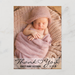Dank u Nieuwe Baby Moderne Foto Hart Aankondigingskaart