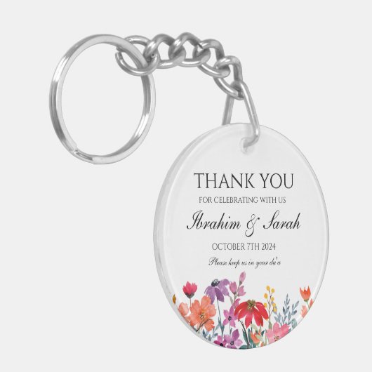 Dank u nikah moslim bruiloft gunst bloemenfeest sleutelhanger (Voorkant Links)