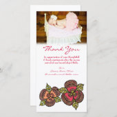 Dank u Nota Baby Meisje Fotokaart Sjabloon (Voorkant / Achterkant)