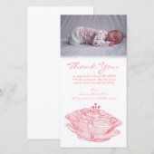 Dank u Nota Baby Meisje Fotokaart Sjabloon (Voorkant / Achterkant)