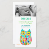 Dank u nota Baby Owl de Sjabloon van de Kaart van  (Voorkant / Achterkant)