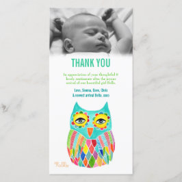 Dank u nota Baby Owl de Sjabloon van de Kaart van 