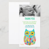 Dank u nota Baby Owl de Sjabloon van de Kaart van  (Voorkant / Achterkant)