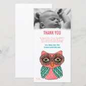 Dank u Nota Baby Uil Fotokaart Sjabloon (Voorkant / Achterkant)