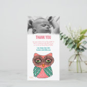 Dank u Nota Baby Uil Fotokaart Sjabloon (Staand voorkant)