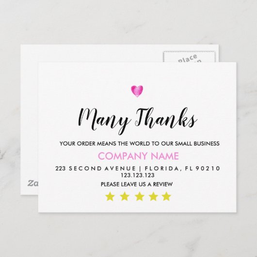 Dank u Nota Dank u visitekaartje Aankondigingskaart (Voorkant / Achterkant)