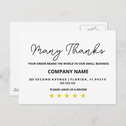 Dank u Nota Dank u visitekaartje Aankondigingskaart (Voorkant / Achterkant)