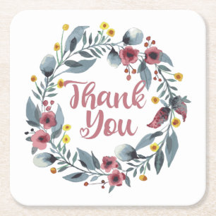 Dank u nota - Floral handgeschreven Vele Bedankt Kartonnen Onderzetters