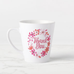 Dank u nota - Floral handgeschreven Vele Bedankt Latte Mok
