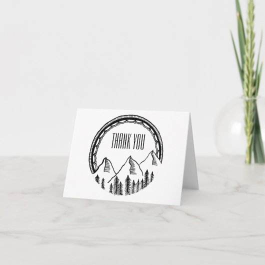 Dank u nota nemen van met bergen en grens bedankkaart (Voorkant)