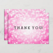 Dank u nota roze glitterlichten briefkaart (Voorkant / Achterkant)