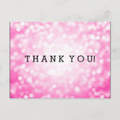 Dank u nota roze glitterlichten briefkaart (Voorkant)