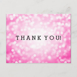 Dank u nota roze glitterlichten briefkaart