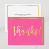 DANK U NOTA VAN schattige hand met letters om goud Kaart (Voorkant / Achterkant)
