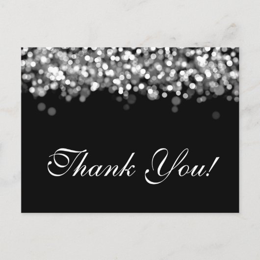 Dank u nota zilveren lichten briefkaart (Voorkant)