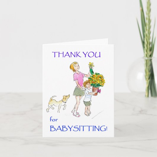 Dank u Notecard voor Babysitter Bedankkaart (Voorkant)