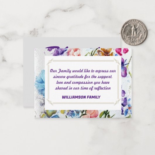 DANK U NOTITIEKAARTJE (Voorkant / Achterkant in situ)