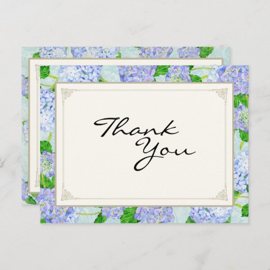 Dank u Notities Blauw Hydrangea Kant Floral Formal (Voorkant / Achterkant)